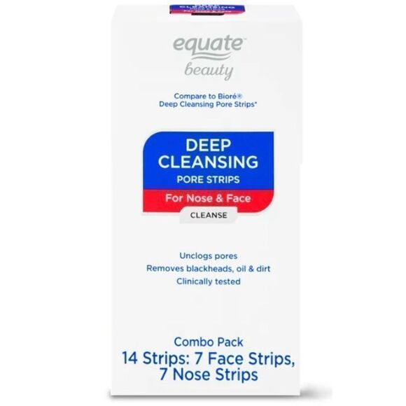 Equate Beauty Deep Cleansing Pore Strips for Nose & Face Combo Pack, 14 count - Picture 1 of 4